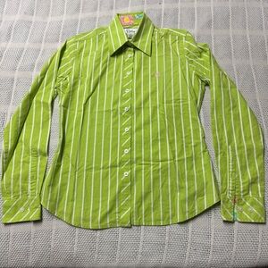 Lilly Pulitzer Green Striped Long-Sleeve Button-Up Shirt